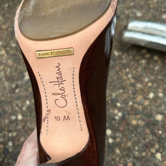 Cole Haan Fiona Low Air Dark Amber Patent Leather High Heel Pumps Size 10AA - Picture 4 of 11